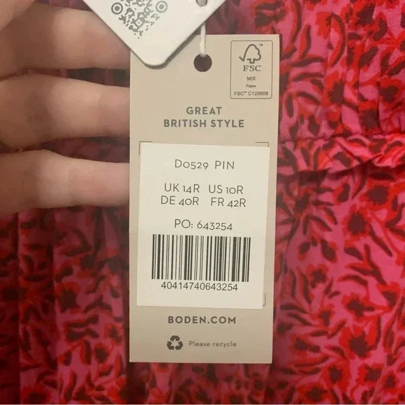 Boden Yoke Detail Jersey Mini Dress in Pink and Red Size 10 NWT New - Picture 14 of 16